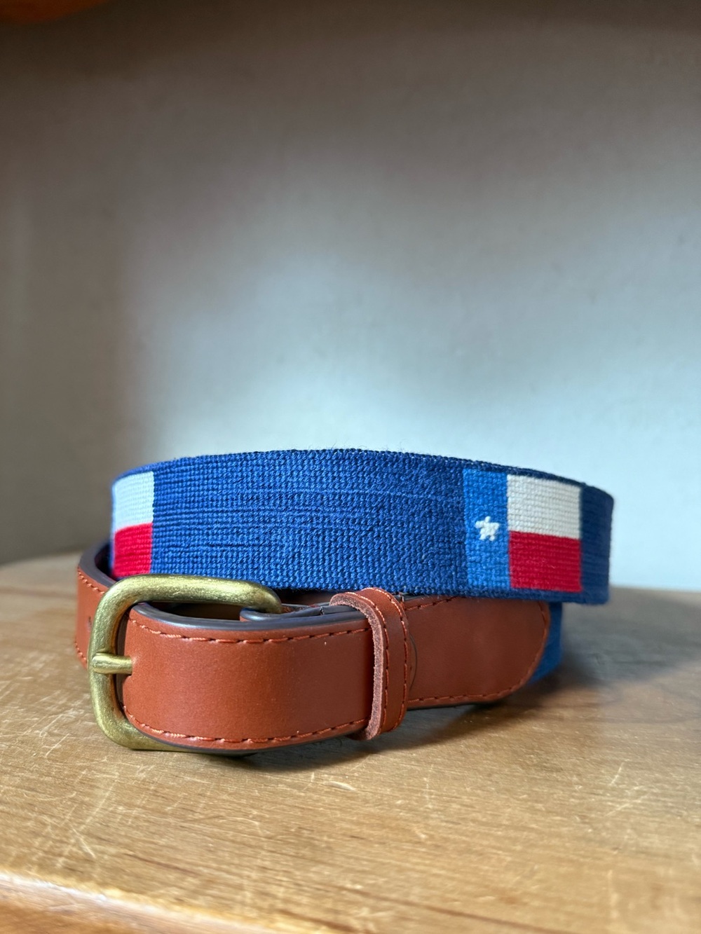 Smathers & Branson Texas Flag Needlepoint Belt Size 36